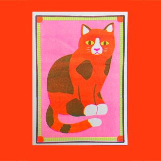 Naomi Wilkinson A5 Mini Print Orange Patchy Cat