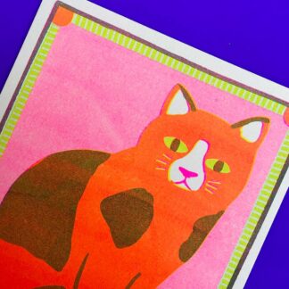 Naomi Wilkinson A5 Mini Print Orange Patchy Cat