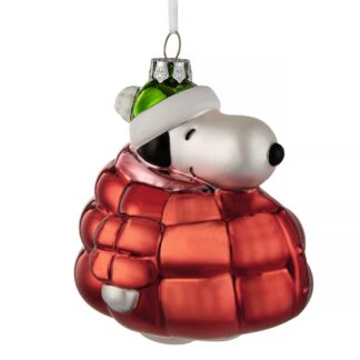 Snoopy Puffa Glass Christmas Decoration