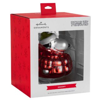 Snoopy Puffa Glass Christmas Decoration