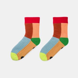 Verloop Kaleidoscope Knit House Socks Stone Blue Rust L/XL
