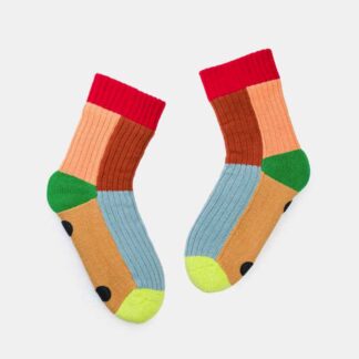 Verloop Kaleidoscope Knit House Socks Stone Blue Rust L/XL